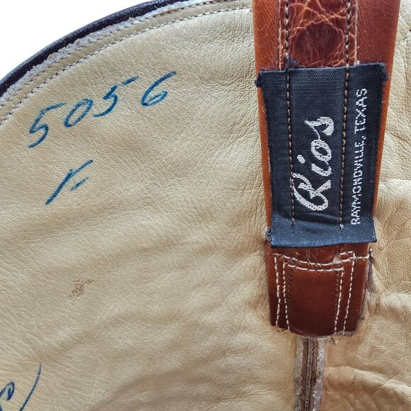 Vintage Rios of Mercedes Custom Full Alligator Brown Cowboy Boots Raymondville - Picture 4 of 16
